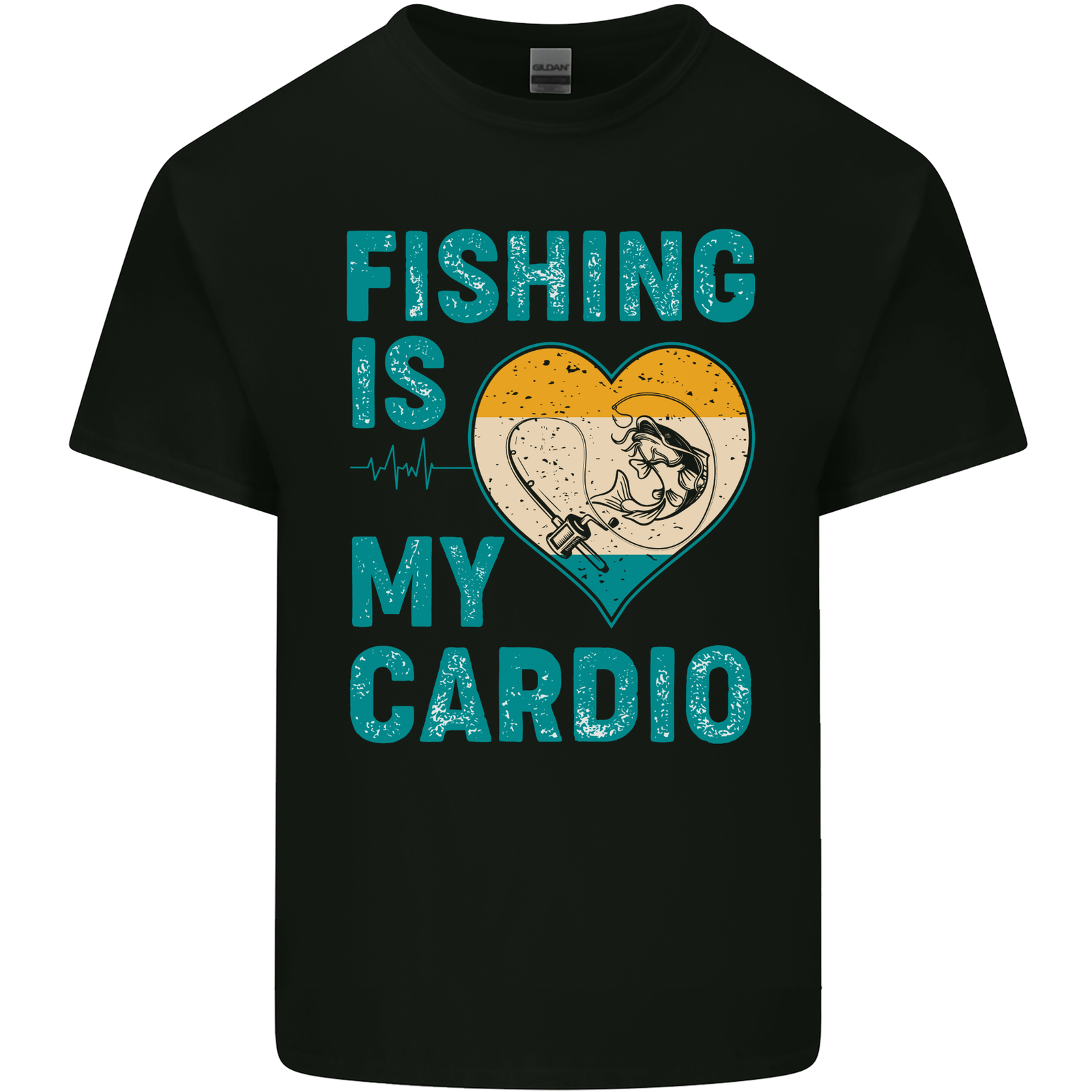 Fishing is My Cardio Funny Fisherman 1 Mens Cotton T-Shirt Tee Top