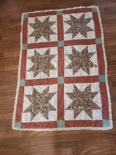 Vintage Rare Cotton Prairie Star Patchwork Throw Blanket Star Print Quilt