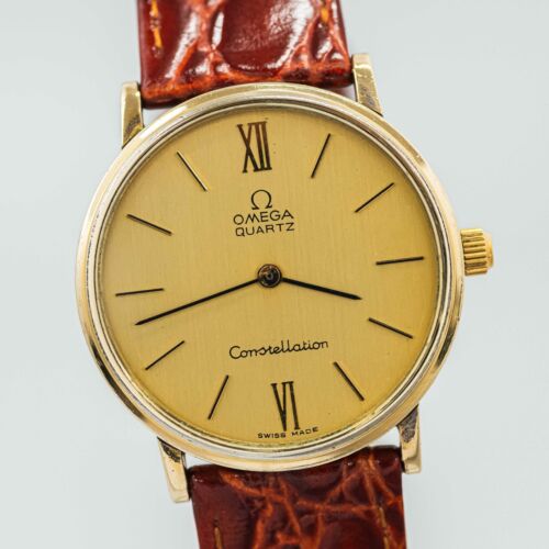 Vintage 1977 OMEGA Constellation Cal.1330 Quartz Gold Dial Roman Mens 32mm Watch
