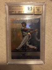 2011 leaf valiant draft blue #js1 jonathon schoop auto bgs 9.5/10 rookie 81/99