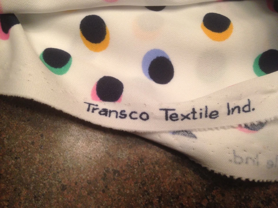 Tela acrílica vintage para ropa 3 yardas 62" lunares multicolor transco textiles Foto 3 de 4
