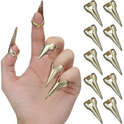 10 Pcs Full Finger Claw Rings Metal Nail Punk Fingertip Claw for Cosplay