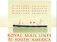 Royal Mail Lines HIGHLAND BRIGADE CHIEFTAIN MONARCH PRINCESS Brochure c.1928