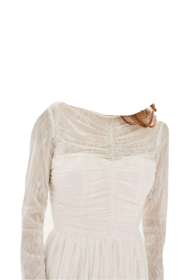 Topshop Bride Ivory Tulle Long Sleeved Midi Bridal/Wedding Dress Size 12 |  eBay