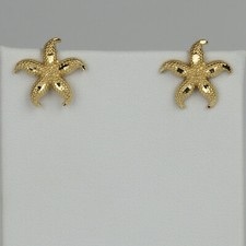 Cute 14k Yellow Gold Womens "Starfish" Stud Earrings