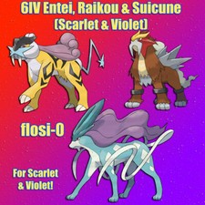 6IV Shiny Entei Raikou Suicune Pokemon Scarle...