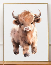 Cow Wall Art Print, Cute Highland Cow Art Print Farmhouse Decor, Home Decor 95