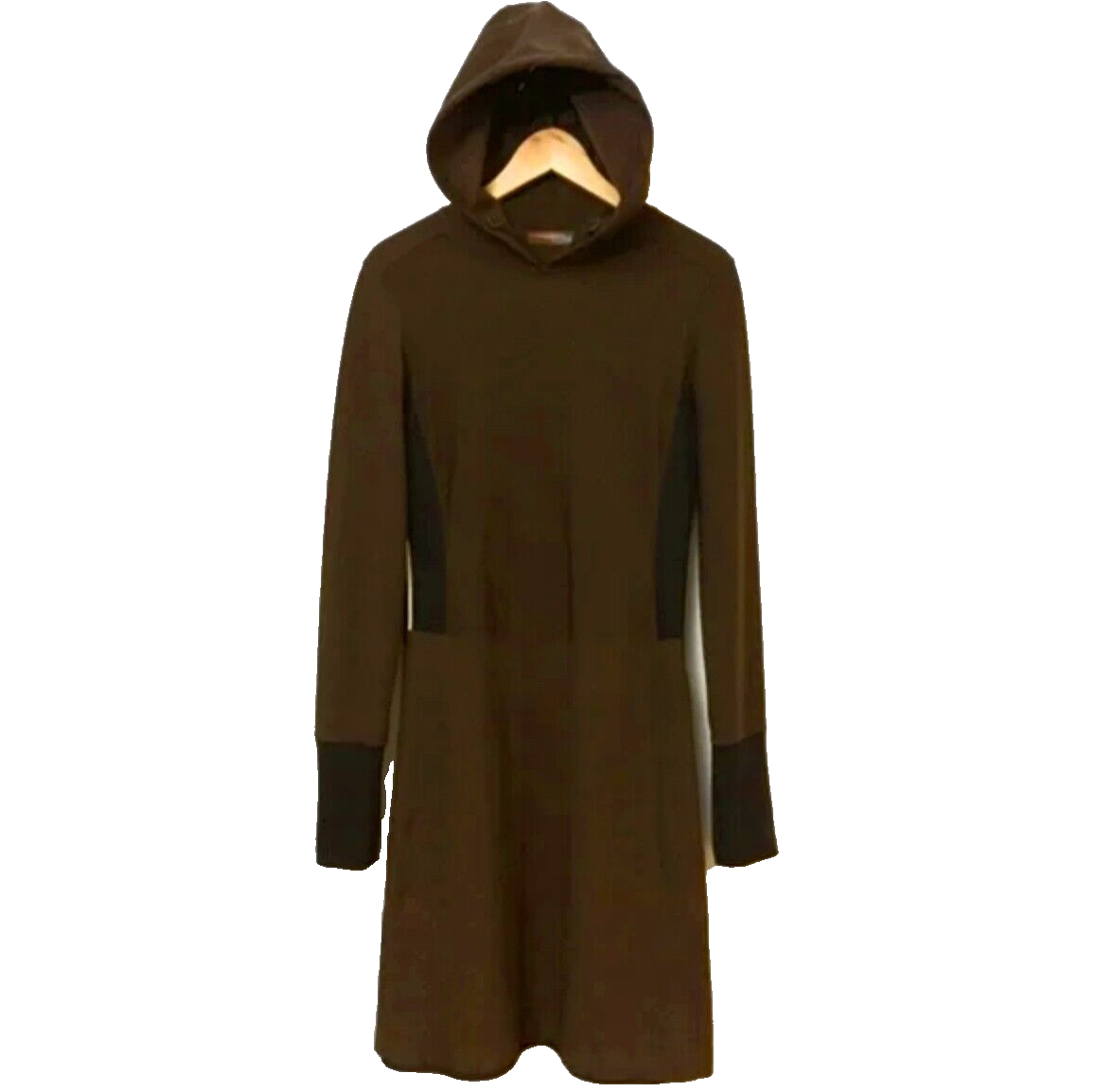 Vintage PRADA SKI NYLON DARK CHOCOLATE BROWN FITTED HOODIE DRESS M