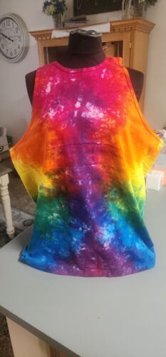 Vintage Bright Music Festival Car Show Hippie Tie Dye Tank Top MADE IN THE USA  - Picture 1 of 8