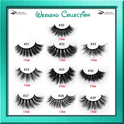 New Weekend 3D Luxury Faux Mink Strip False Lashes vary length 13mm to 15 mm