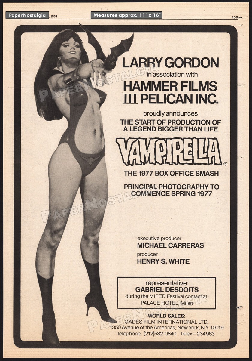 VAMPIRELLA - Orig. 1976 Trade AD / poster_ unproduced Hammer film_