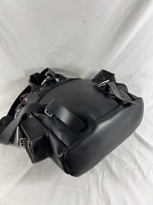 GRAFEA Black & Burgundy Leather Flap Backpack Bag Made in  display picture 3