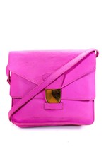 Sophie Hulme Womens Leather Gold Tone Crossbody Shoulder Handbag Lipstick Pink