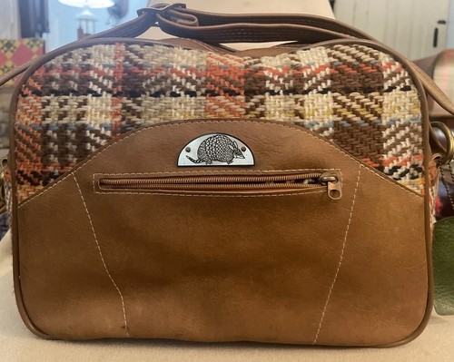 Vintage 70's Shoulder Luggage/Bag Carry-on Woven Herringbone Orange/Brown/Green