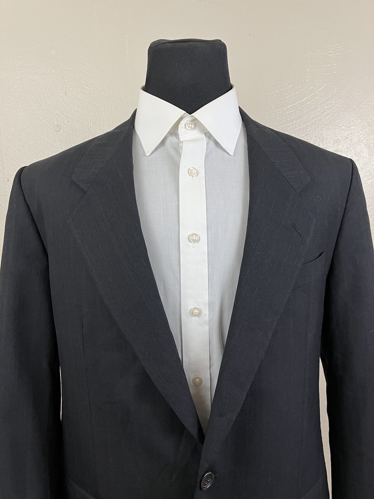 Tuta uomo 2 pezzi Yves Saint Laurent blu gessato 42R 100% lana 2 bottoni 084