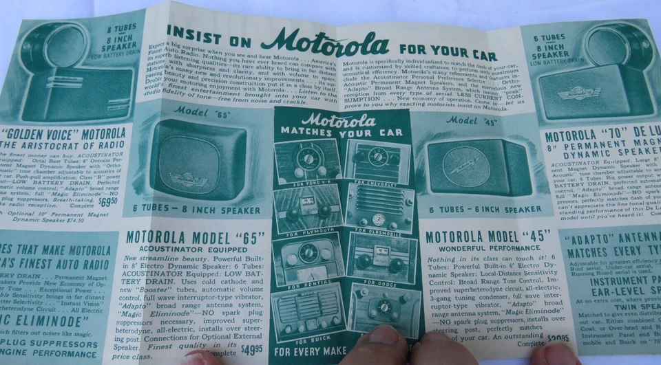 Antigo-Motorola Auto Rádio - Novo Acoustinador - Panfleto Publicitário Desdobrável- - Imagem 3 de 4