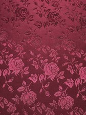 Burgundy Jacquard fabric Satin Floral rose drapery fabric BTY tablecloth 58"wide