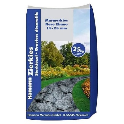 Marmorkies Nero Ebano 15-25 mm 25 kg Garten Dekorativ Witterungsbeständig Hof