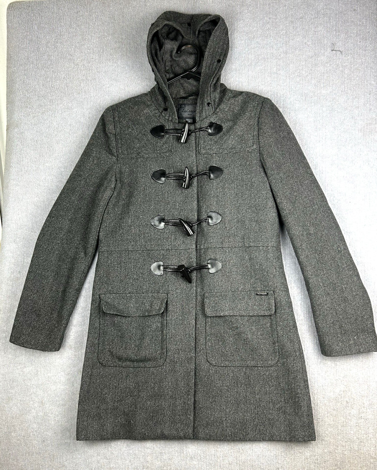 Lee Cooper Women's Size 8 Pea Coat Toggle & Zip Hooded Polyester Wool Blend