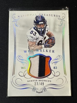 2014 National Treasures Game-Work Jersey 3-Color Patch Broncos Wes Welker #/49