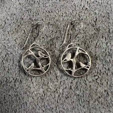 Boma Two Birds In A Tree Sterling Silver Dangle Drop Earrings Signed