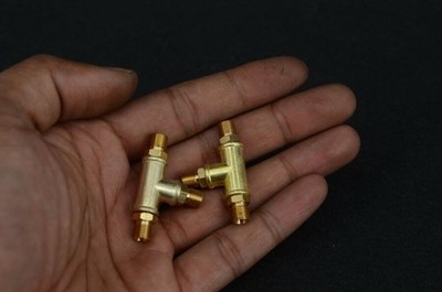 Microcosm TP-2 Brass Male Threaded Pipe Tee (1/4''×40TPI) For Steam Engine Models