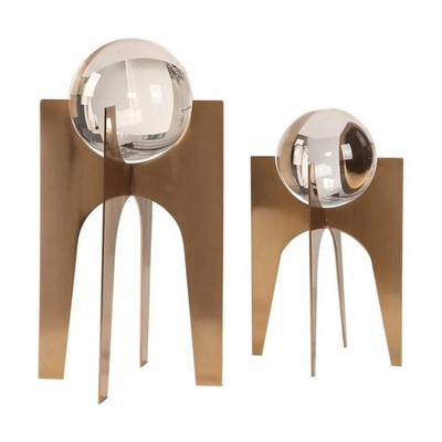 15.63 inch Crystal Sphere (Set of 2) - 7.13 inches wide by 7.13 inches deep -