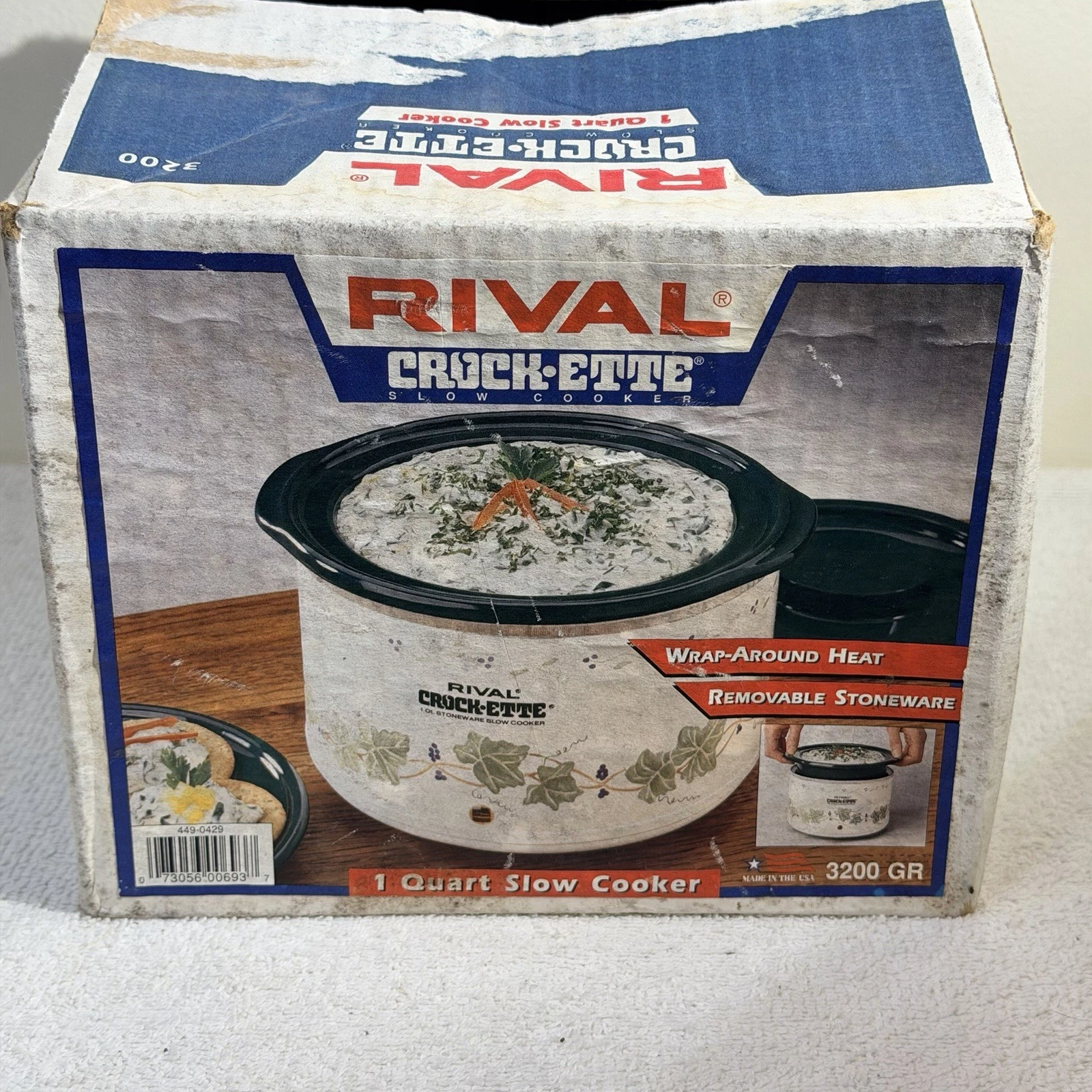 VTG Rival Crockette 1 Qt Stoneware Slow Cooker Crock Pot Green W/ Box Never Used