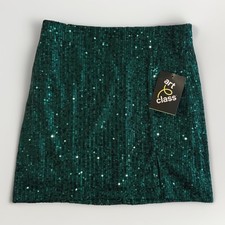 Art Class Green Sequin Mini Skirt Girls M 7-8 PullOn Holiday Christmas Party NEW