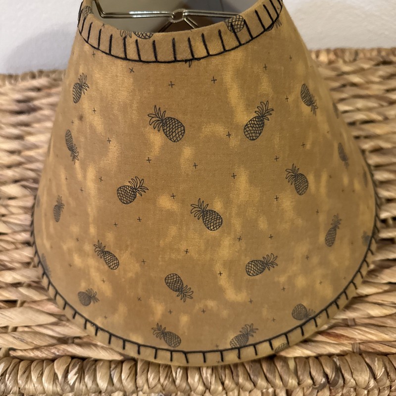 Primitive Black Tan Pineapple Lampshade Diameter 12 In.
