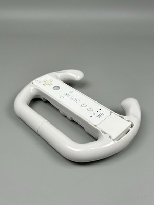 Nintendo OEM Wii Remote RVL-003 White - w/ MotionPlus RVL-026 & Mario Kart Wheel