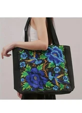 Floral Hobo Bag Mexican Red  Blue And Green Floral Embroidered Large  bags