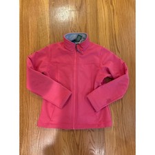 LL Bean Girls Pink Softshell Fleece Lined Jacket Full Zip Size L 6X/7 290738
