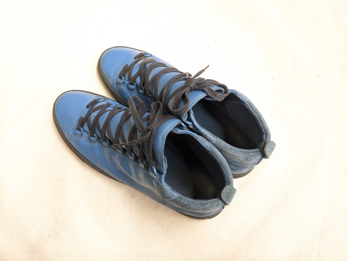 Balenciaga Arena Blue Men 12 45 Leather Suede High Top 