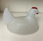 Vintage Indiana Glass White Milk Glass Hen on Nest LID ONLY Red Comb Replacement