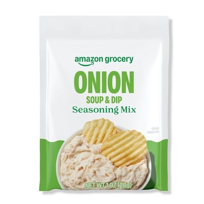 Amazon Grocery, Onion Soup & Dip Seasoning Mix, 1 1 Ounce (Pack of 1), Black 