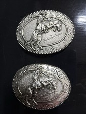 Frederick Remington "The Bronco Buster" Belt Buckle 3.25" X 2.25" Oval Lot Of 2