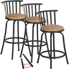 Bar Stools Swivel Set of 3, Barstools Adjustable Counter Height Low Back with...