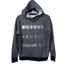 Under Armour ColdGear Graphic Logo Pullover Hoodie Gray Womens Medium