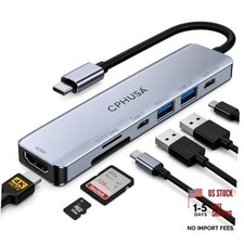 USB C Hub 7-in-1 for MacBook Pro/Air, Multiport Adapter with 4K HDMI, 7 in 1