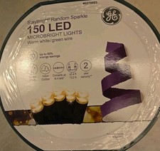GE StayBright 150 Ct 52' WARM WHITE Micro LED GREEN WIRE Lights RANDOM SPARKLE