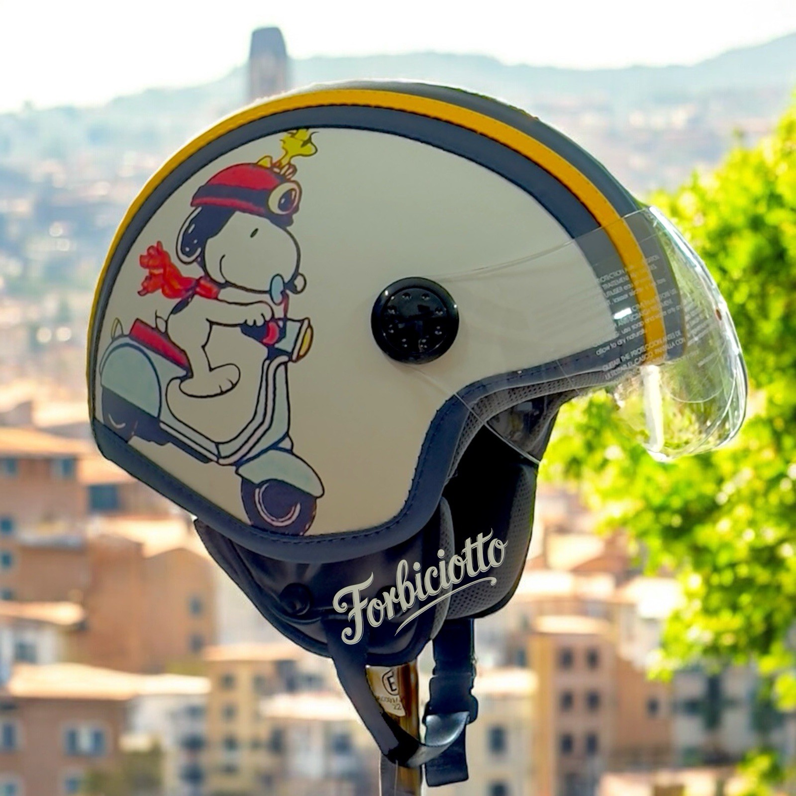 Casco Snoopy Vintage in Pelle per Lambretta