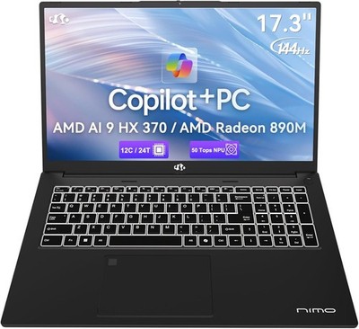 NIMO 17.3'' AI Laptop AMD Ryzen AI 9 HX 370 Radeon 890M 32GB RAM 1TB SSD 144Hz