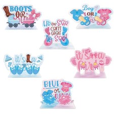 6 PCS Boy Girl Gender Reveal Acrylic Sign Party Table Centerpiece Decor