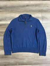 Polo Ralph Lauren Knit Blue Quarter Zip Sweater Preppy Retro - Men  s Medium