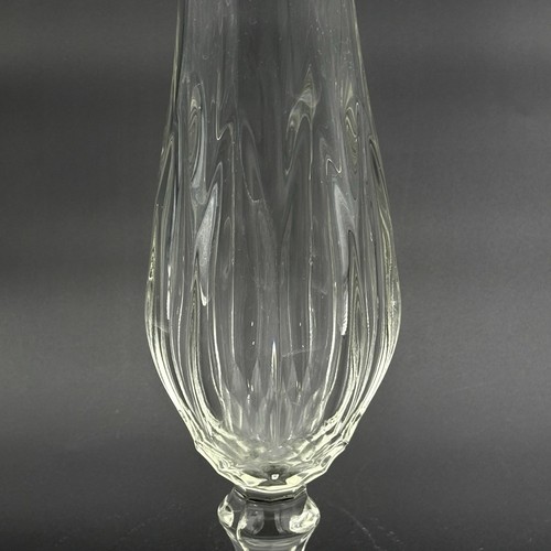 Vintage LE Smith Swung Vase Clear Dominion Pedestal MCM Ruffled - Picture 4 of 12