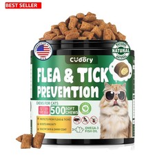 Natural Chicken Cat Chews - 500 Count Flea Tick Treatment with Skin Hydration