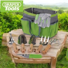 Draper Stainless Steel Garden Tool Set Trowels Gloves Secateurs + Storage Bag