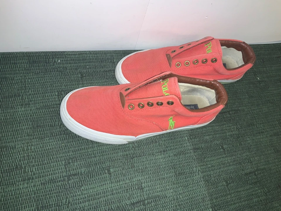 Polo Ralph Lauren Informal Lona Sin Cordones Zapato de Cubierta Coral Hombres 8.5 Mujeres 10 Foto 2 de 4