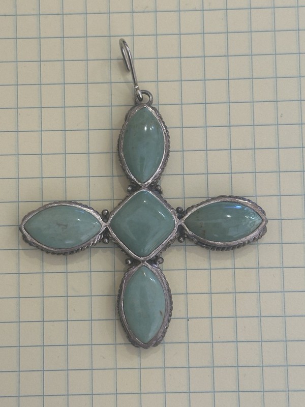 Sterling Silver And Turquoise Cross Pendant